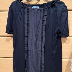 Prada Navy Blouse with Black Trim